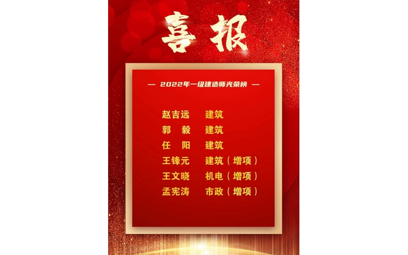 喜報(bào) - 熱烈祝賀天華實(shí)業(yè)集團(tuán)六名員工通過全國(guó)一級(jí)建造師執(zhí)業(yè)資格考試